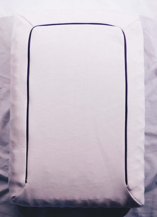 purple pillow inside case